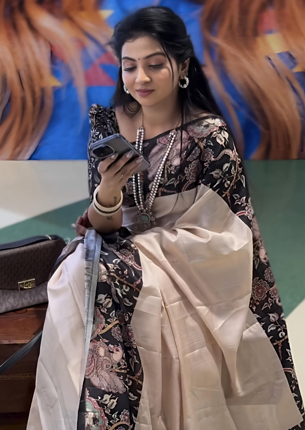 Handloom Tussar Silk Gajraj Chitrakala Digital Print Saree