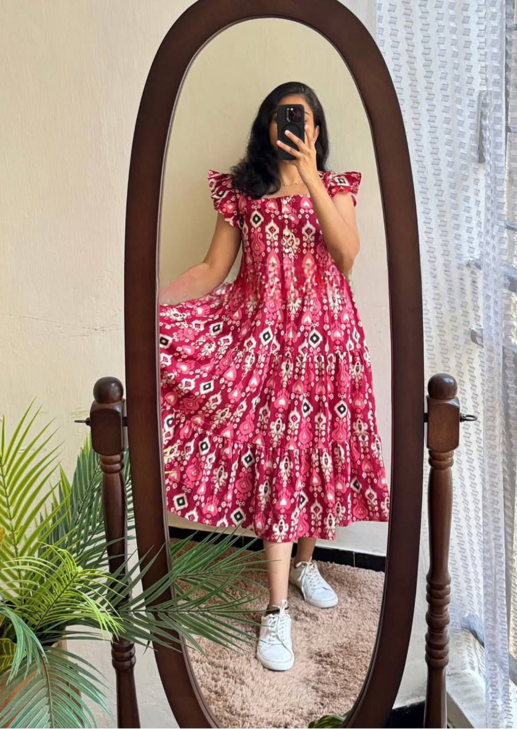 Artistic Patola Print Soft Cotton Flared Dress