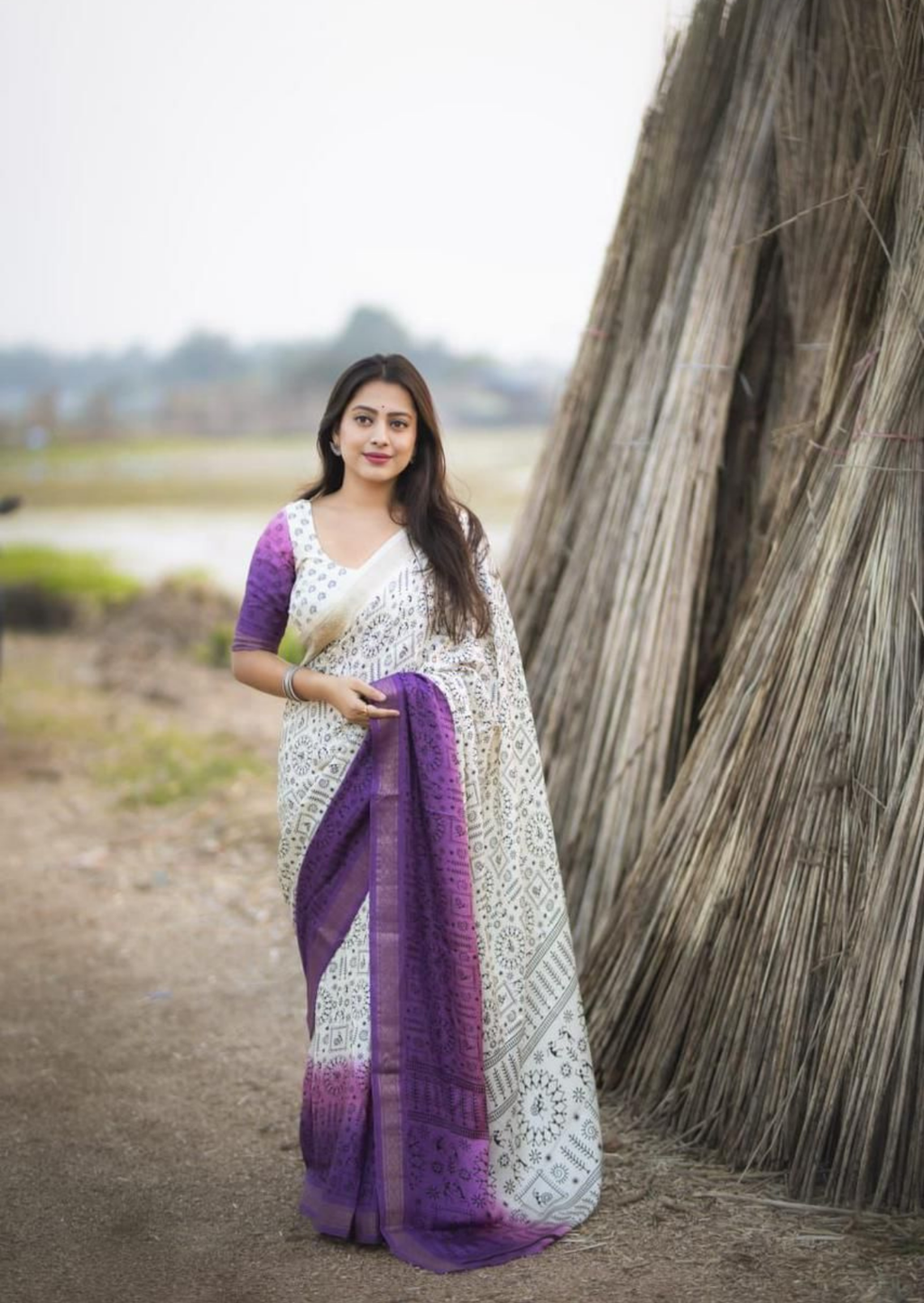 Wonderful Worli Cotton Crape Saree – Single Color Edition