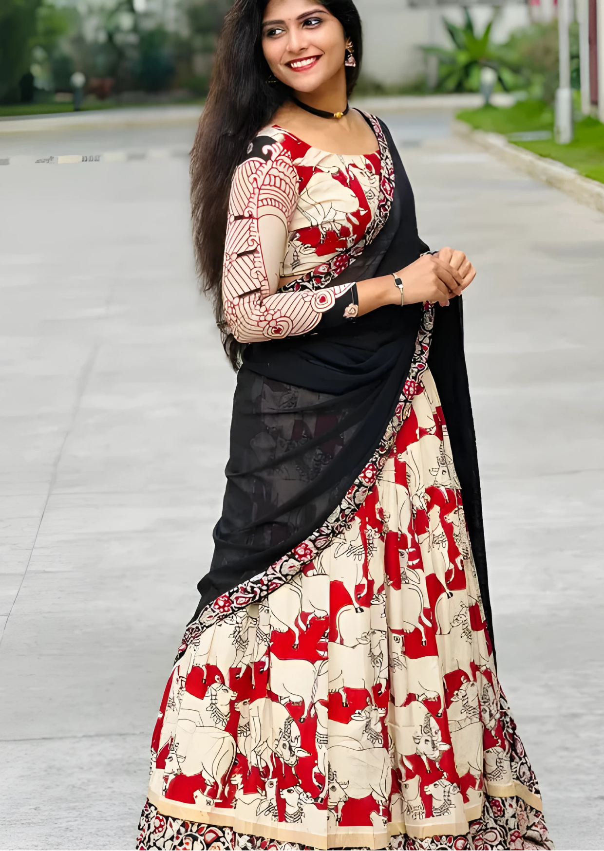 Kalamkari Heritage Riyon Cotton Lehenga Choli Set