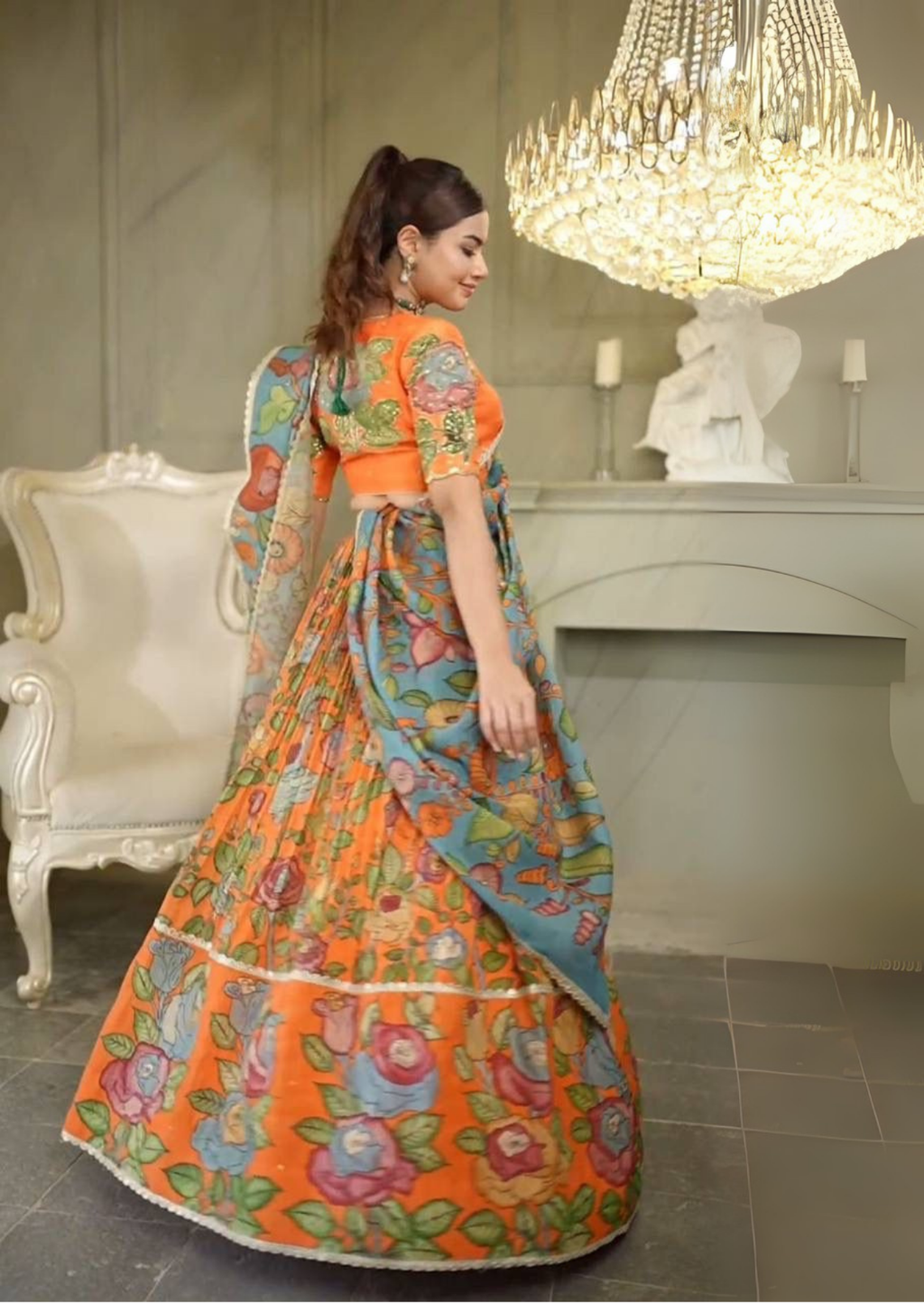 Aranya Multicolor Floral Digital Print Lehenga