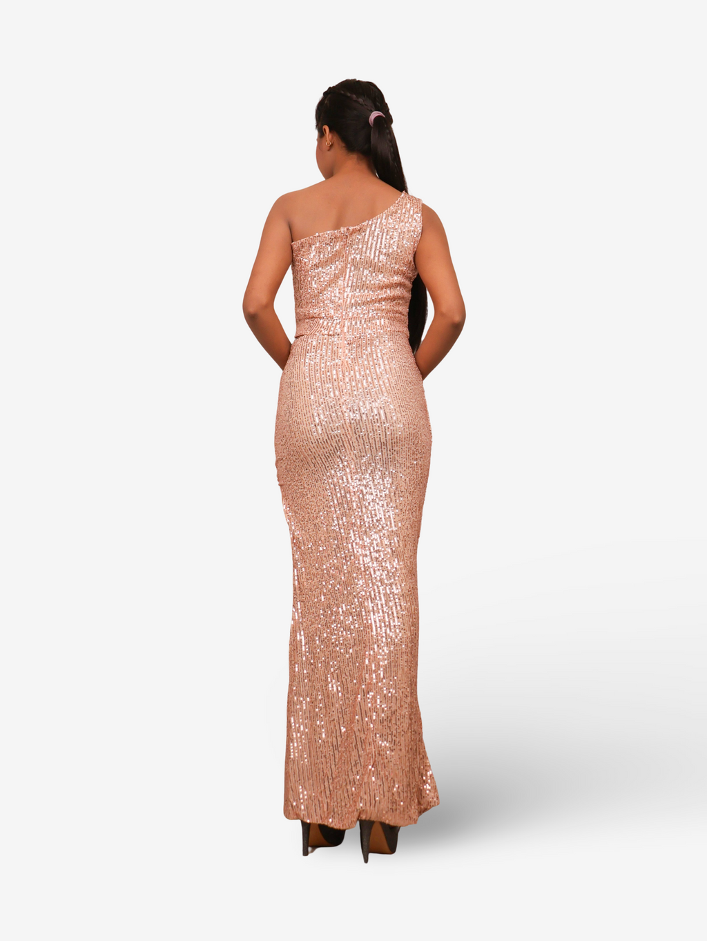 Sequins One-Shoulder Maxi Party Dress by Shreekama