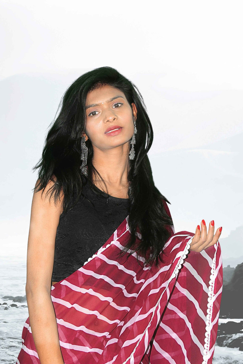 Aafreen Georgette Laheriya Saree with Blouse