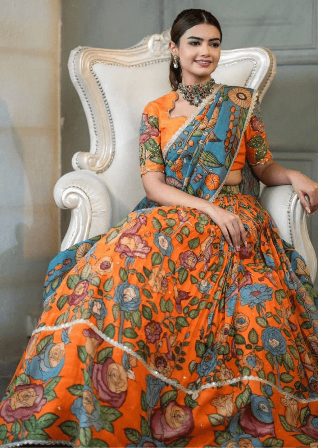 Aranya Multicolor Floral Digital Print Lehenga