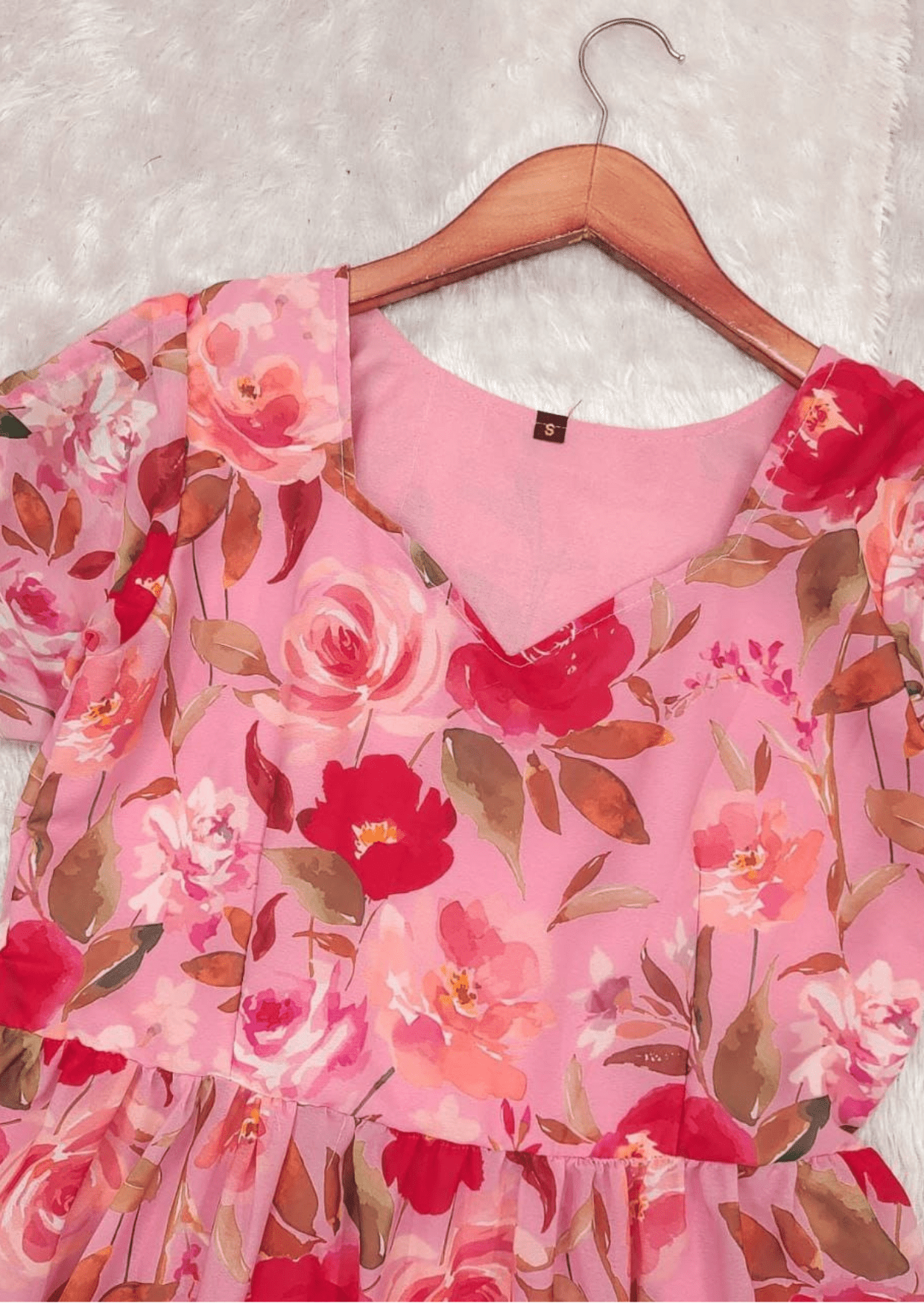 Floral Bliss Pink A-Line Dress