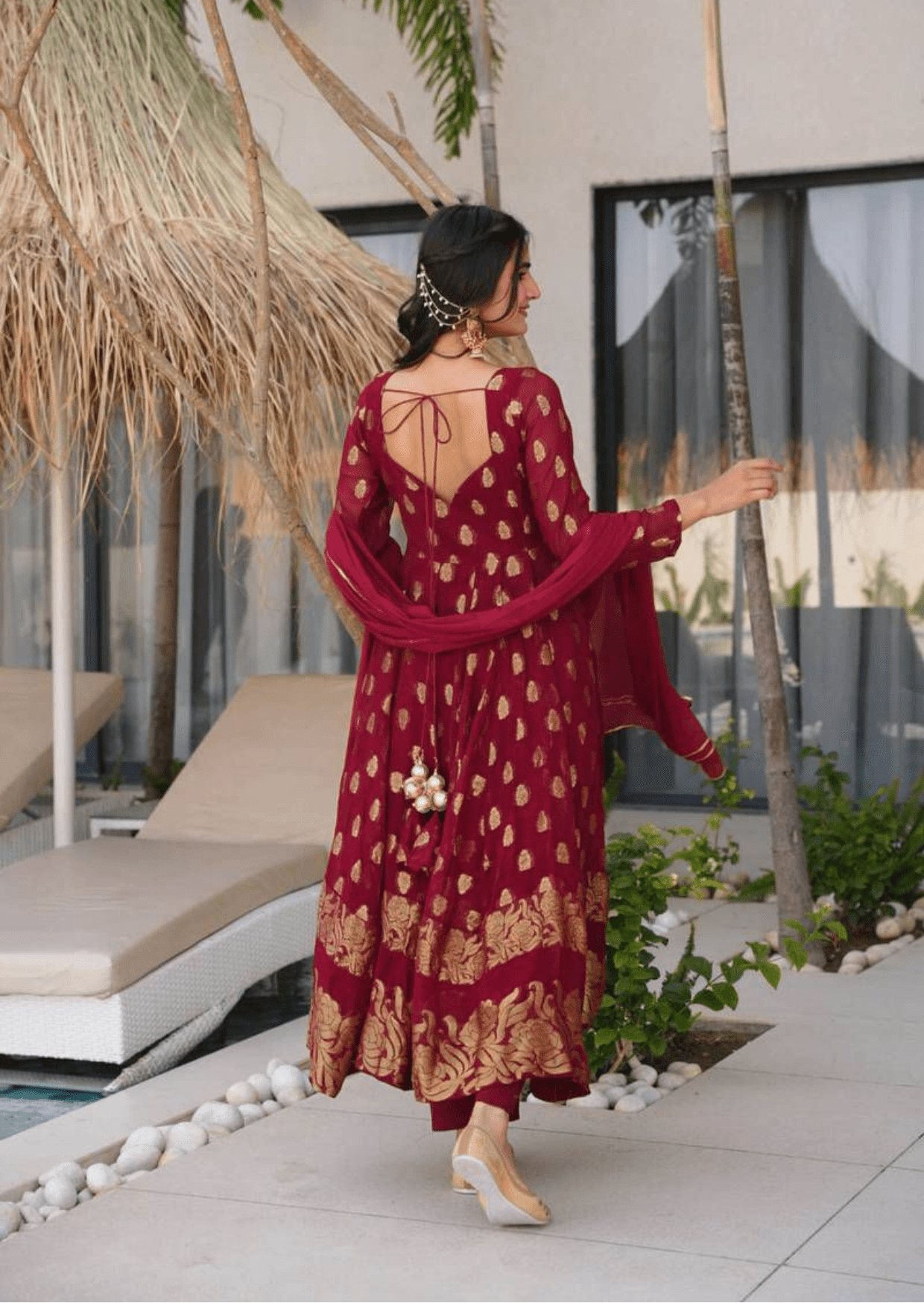 Gulmohar Maroon Anarkali Suit Set