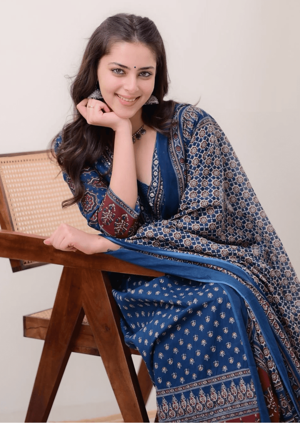 Indigo Blue Handblock Printed Cotton Suit Set