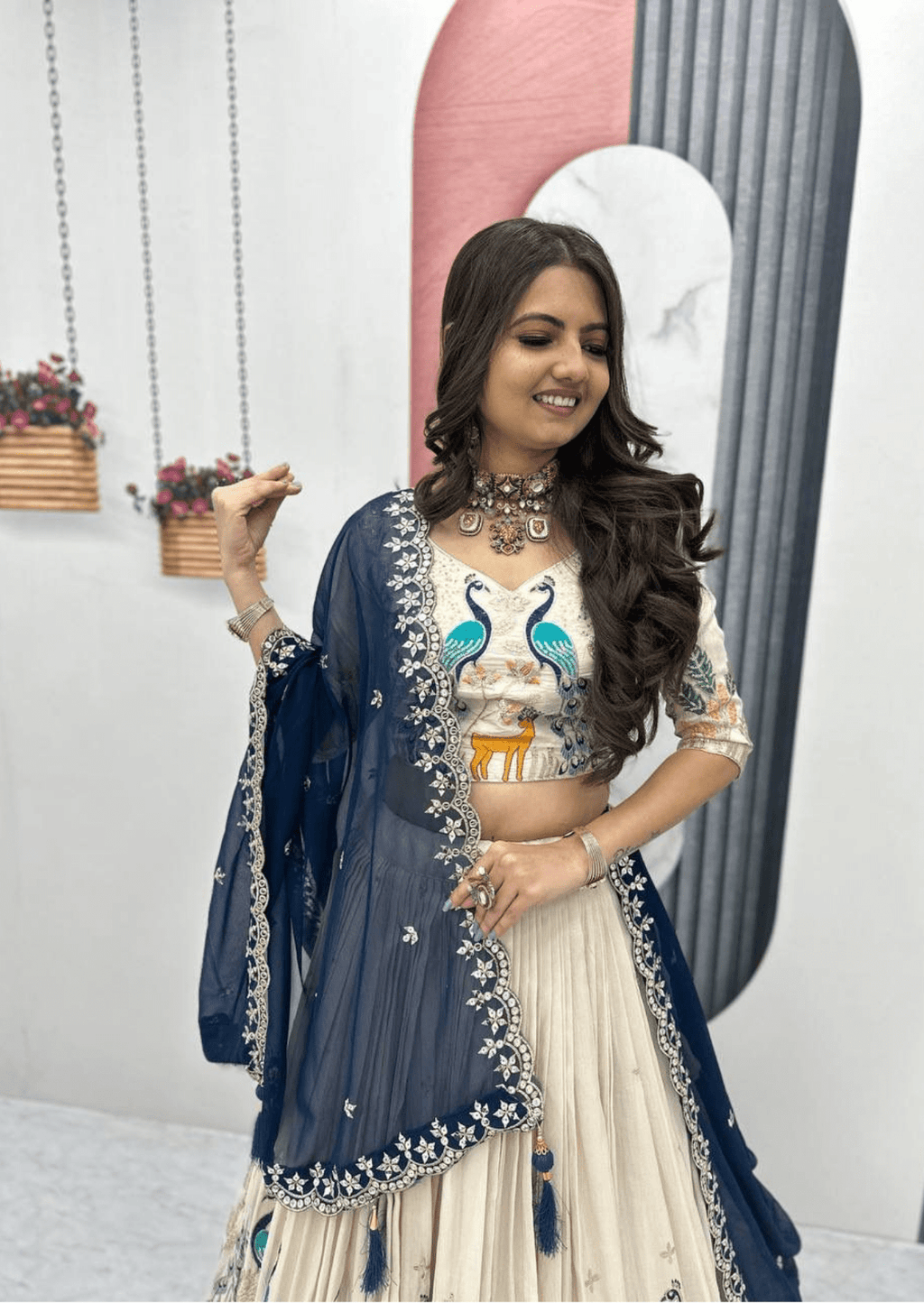 Maharani Vivaan Peacock Tissue Silk Lehenga Set