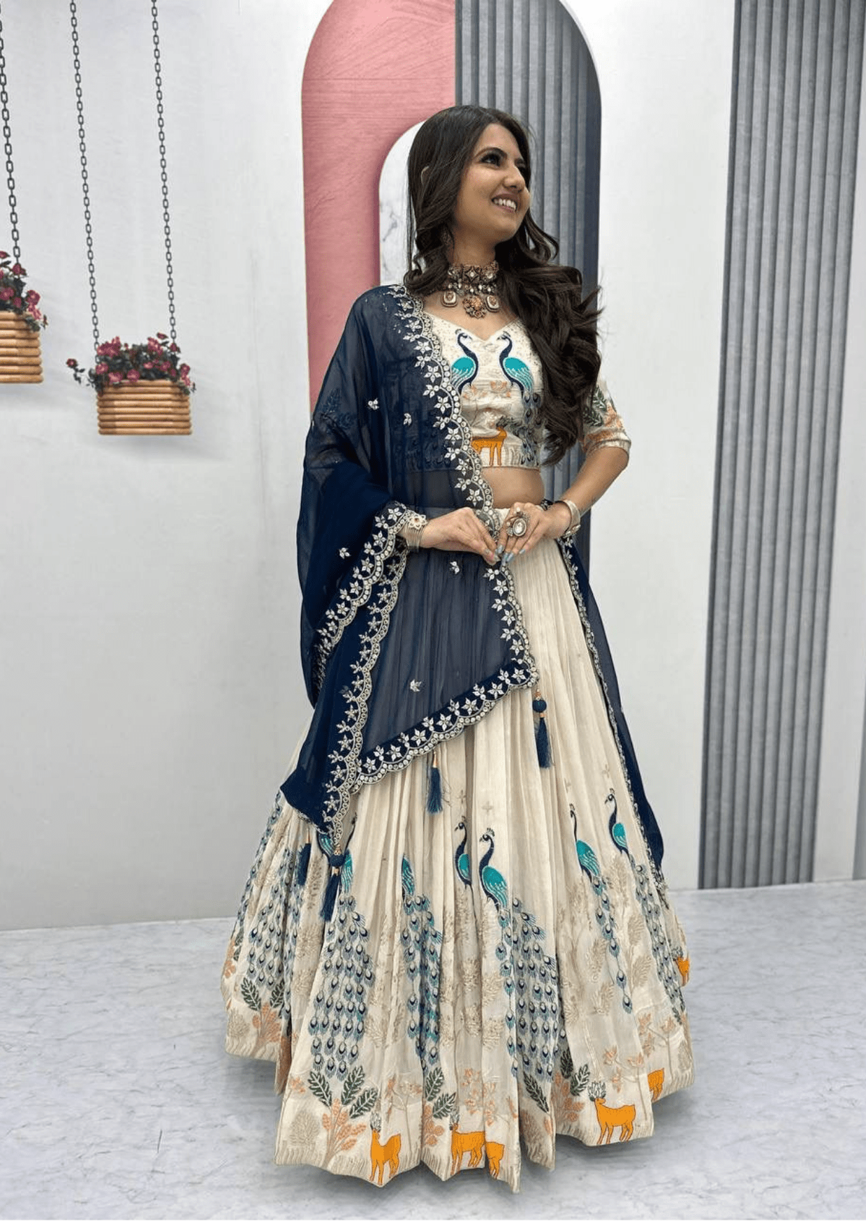 Maharani Vivaan Peacock Tissue Silk Lehenga Set