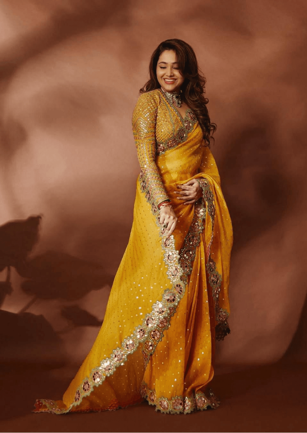 Meher Floral Border Mirror Work Saree