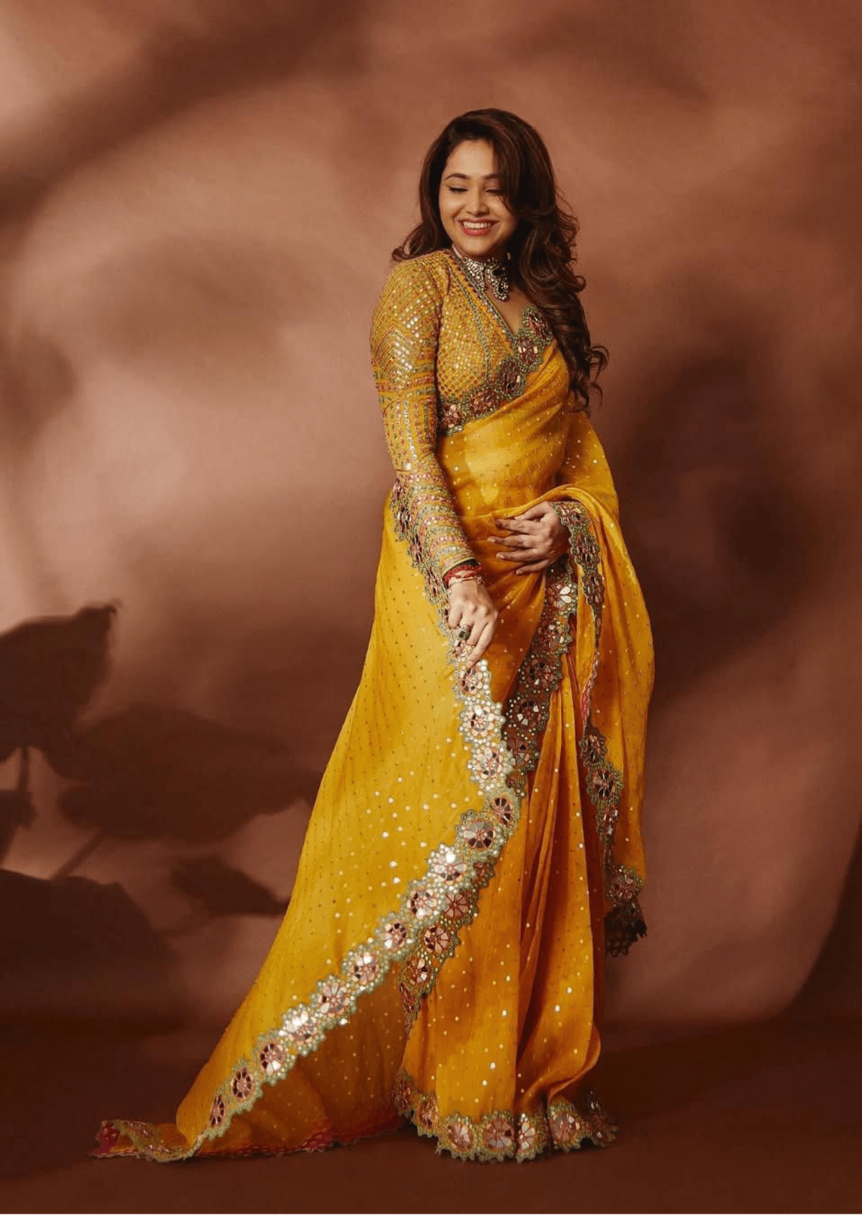 Meher Floral Border Mirror Work Saree