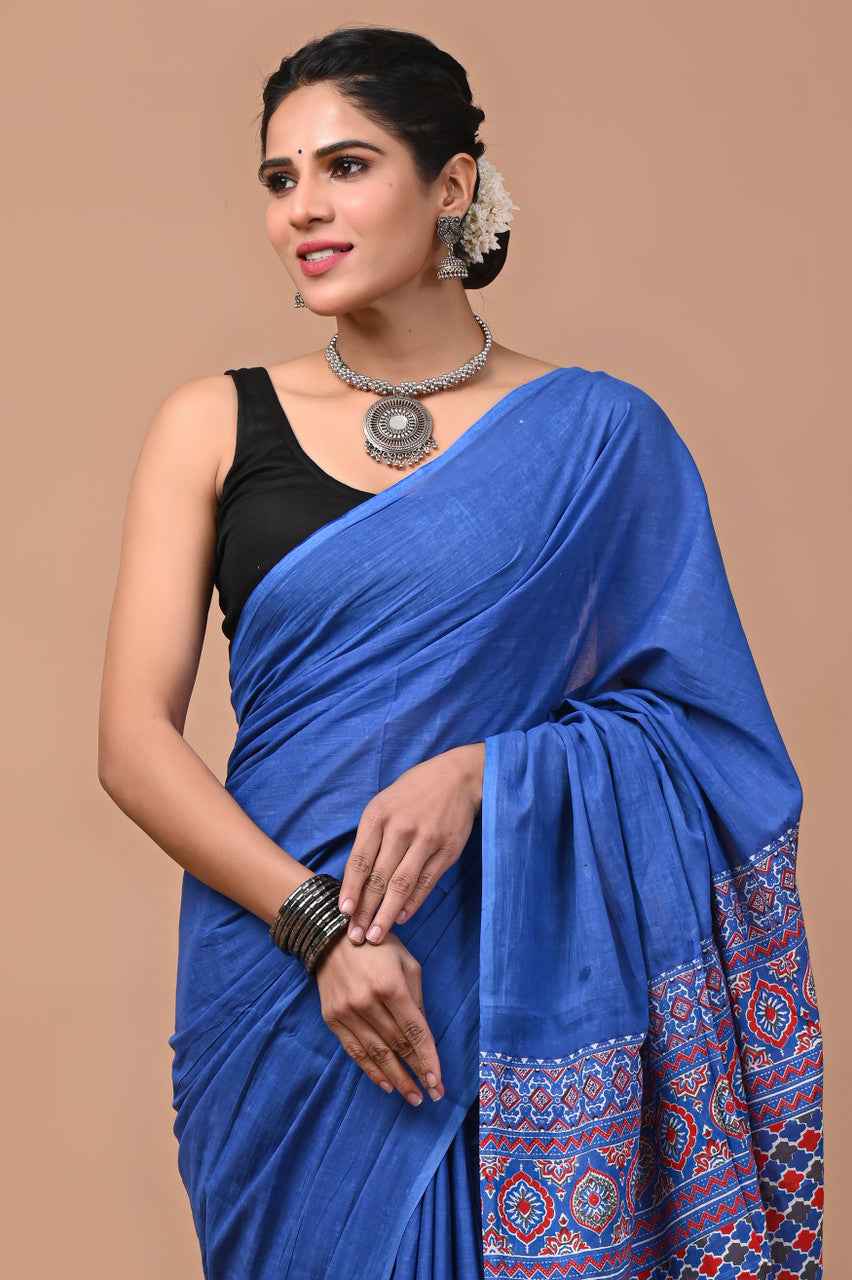 Neel Tara Mulmul Cotton Saree