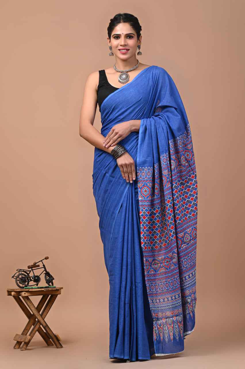 Neel Tara Mulmul Cotton Saree