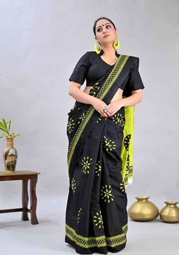 Noor Black Mulmul Cotton Saree