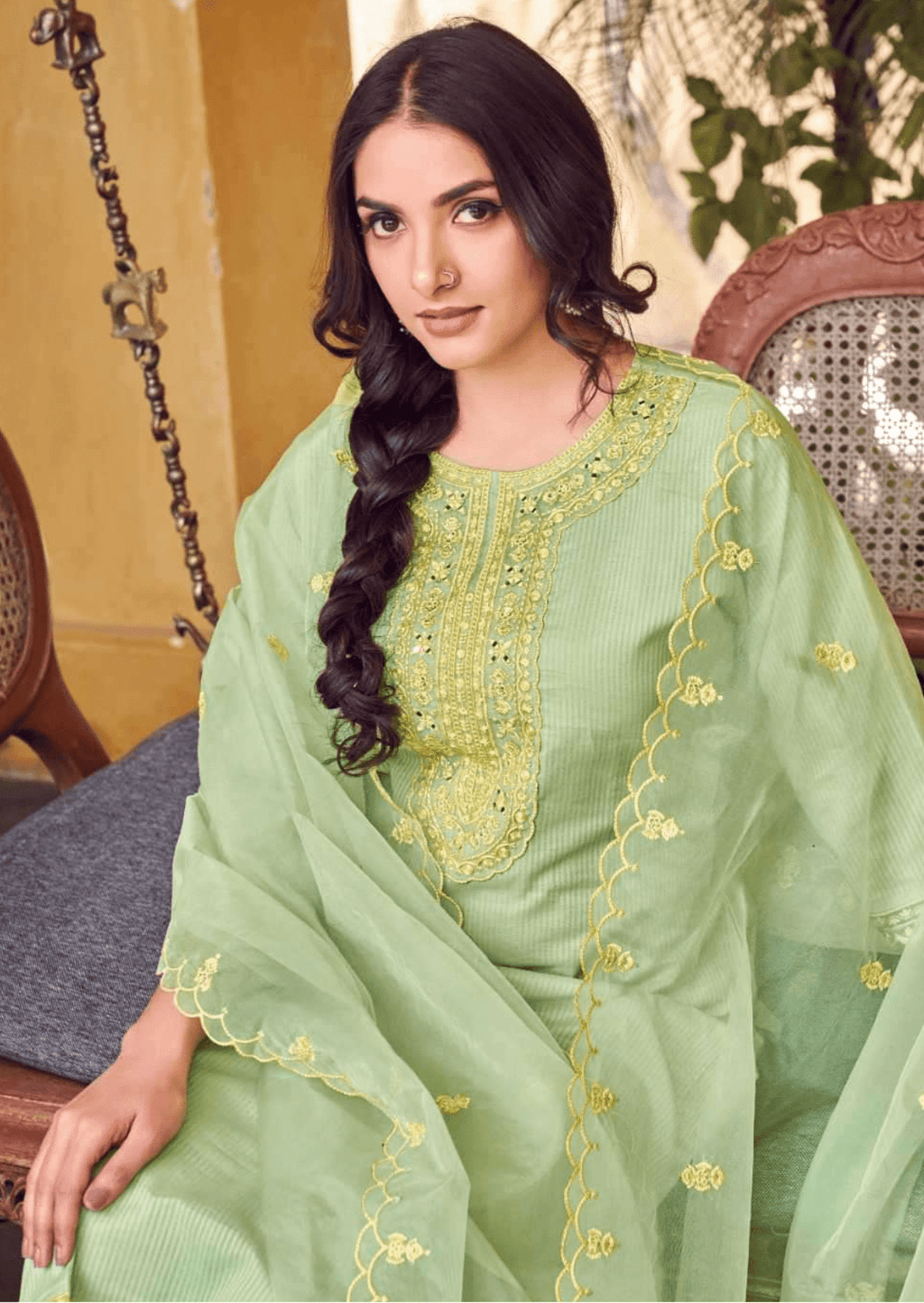 Noor-E-Bahar Celery Green Embroidered Lawn Set