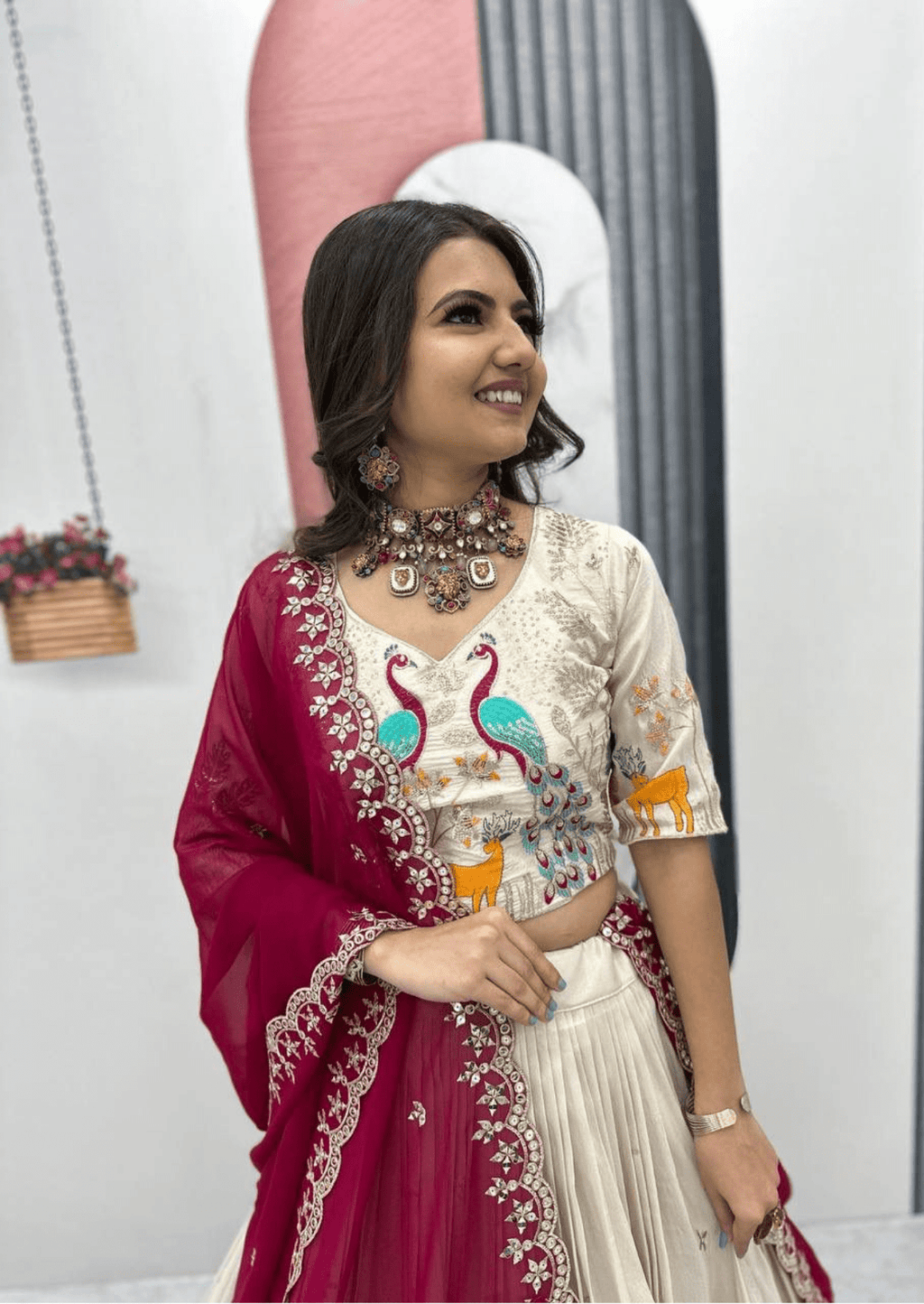 Padmika Royale Peacock Embroidered Tissue Silk Lehenga Set