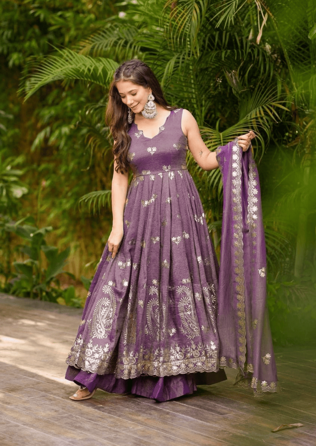 Regal Cosmos Embroidered Anarkali Set with Dupatta