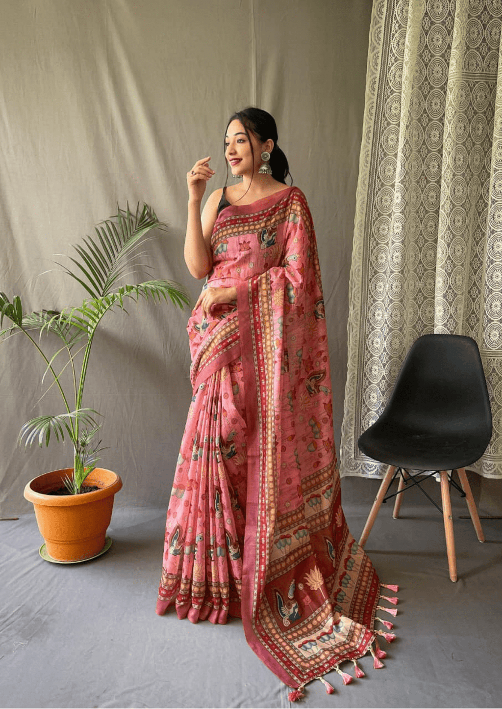 Sampriti Kalamkari Malmal Saree