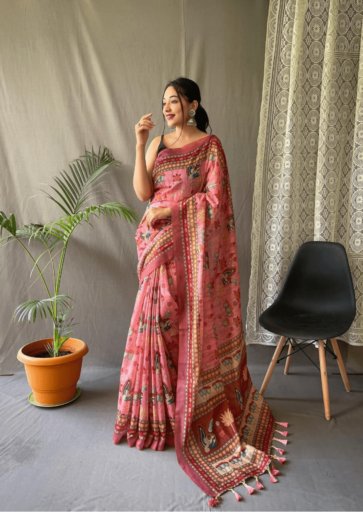 Sampriti Kalamkari Malmal Saree
