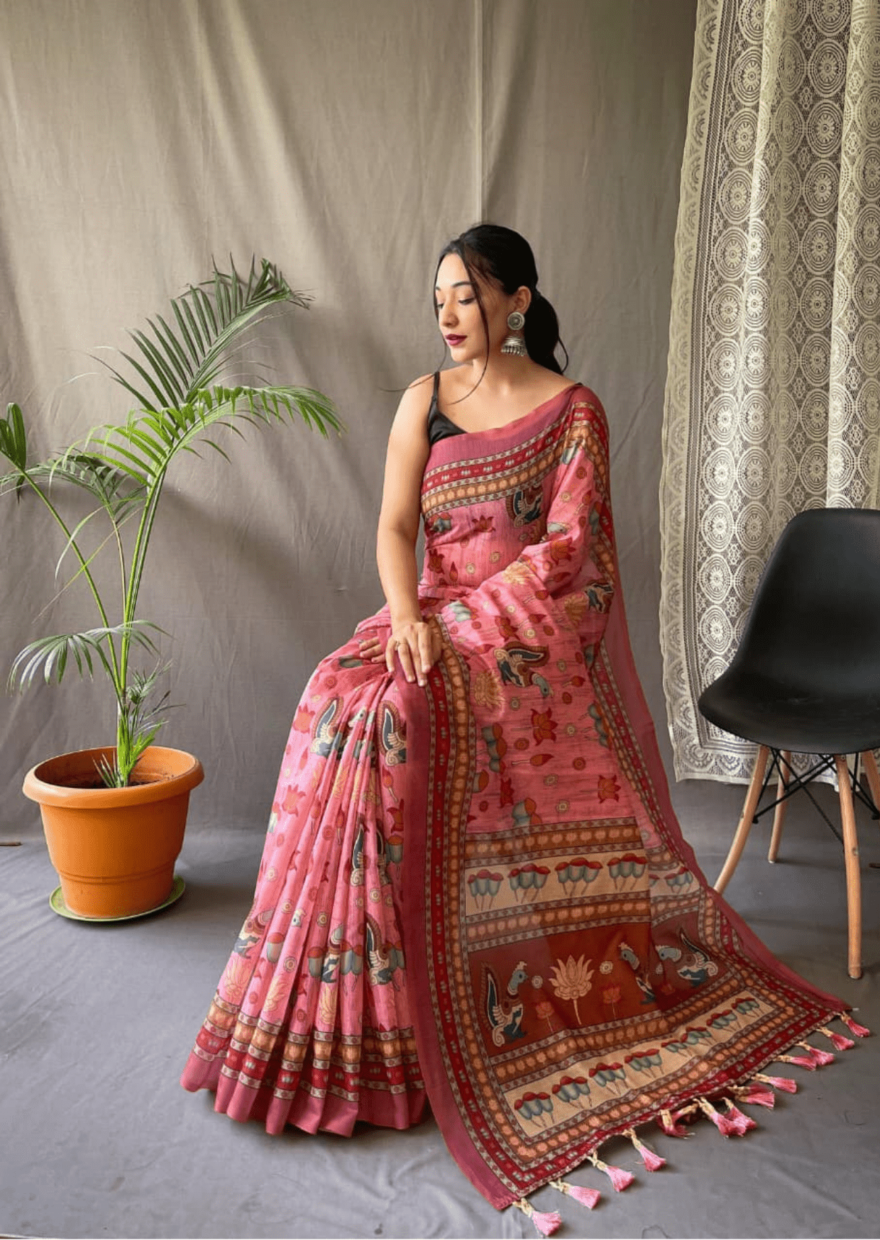 Sampriti Kalamkari Malmal Saree
