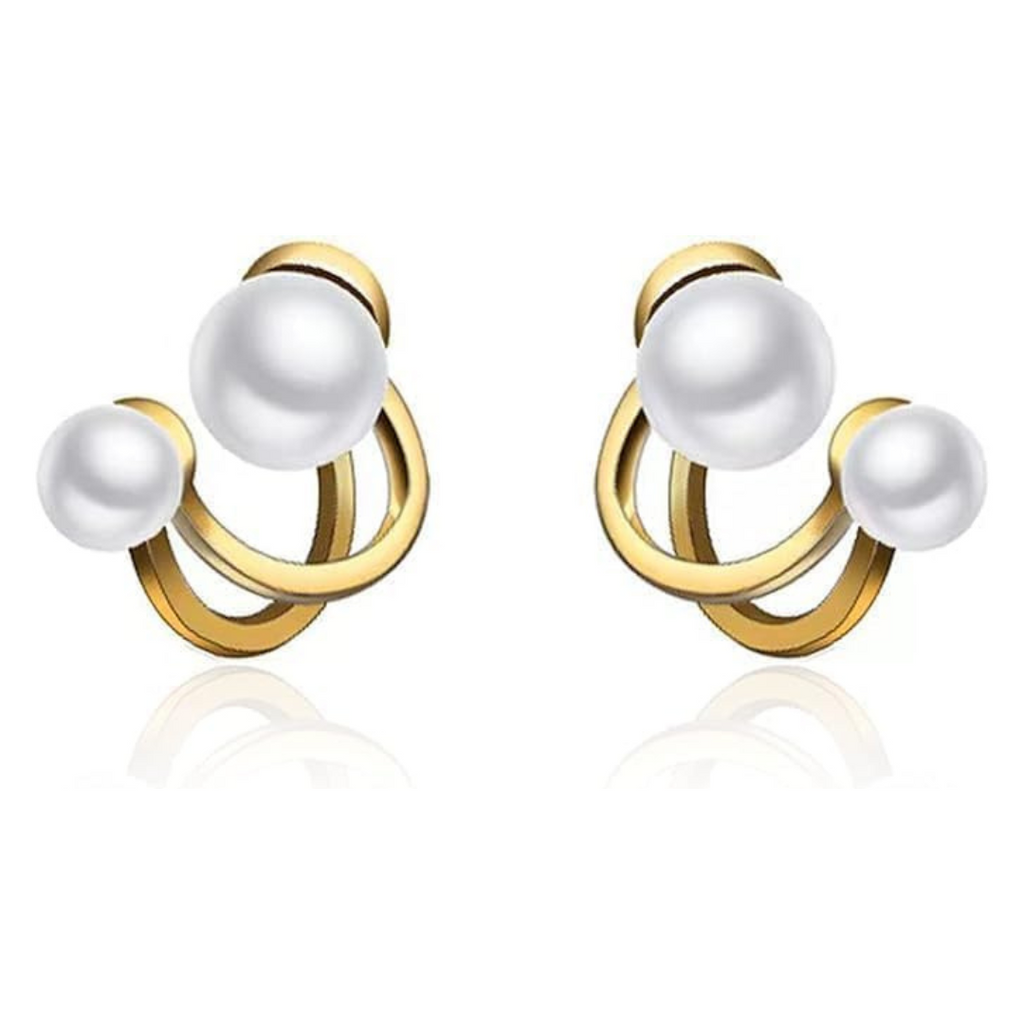 Double Pearl Stud Earring-soristyle