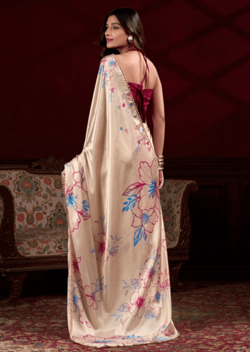 Vaanya Blush Satin Silk Saree