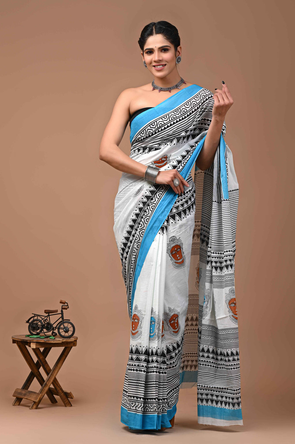 Zen Sutra Buddha Print Mulmul Cotton Saree